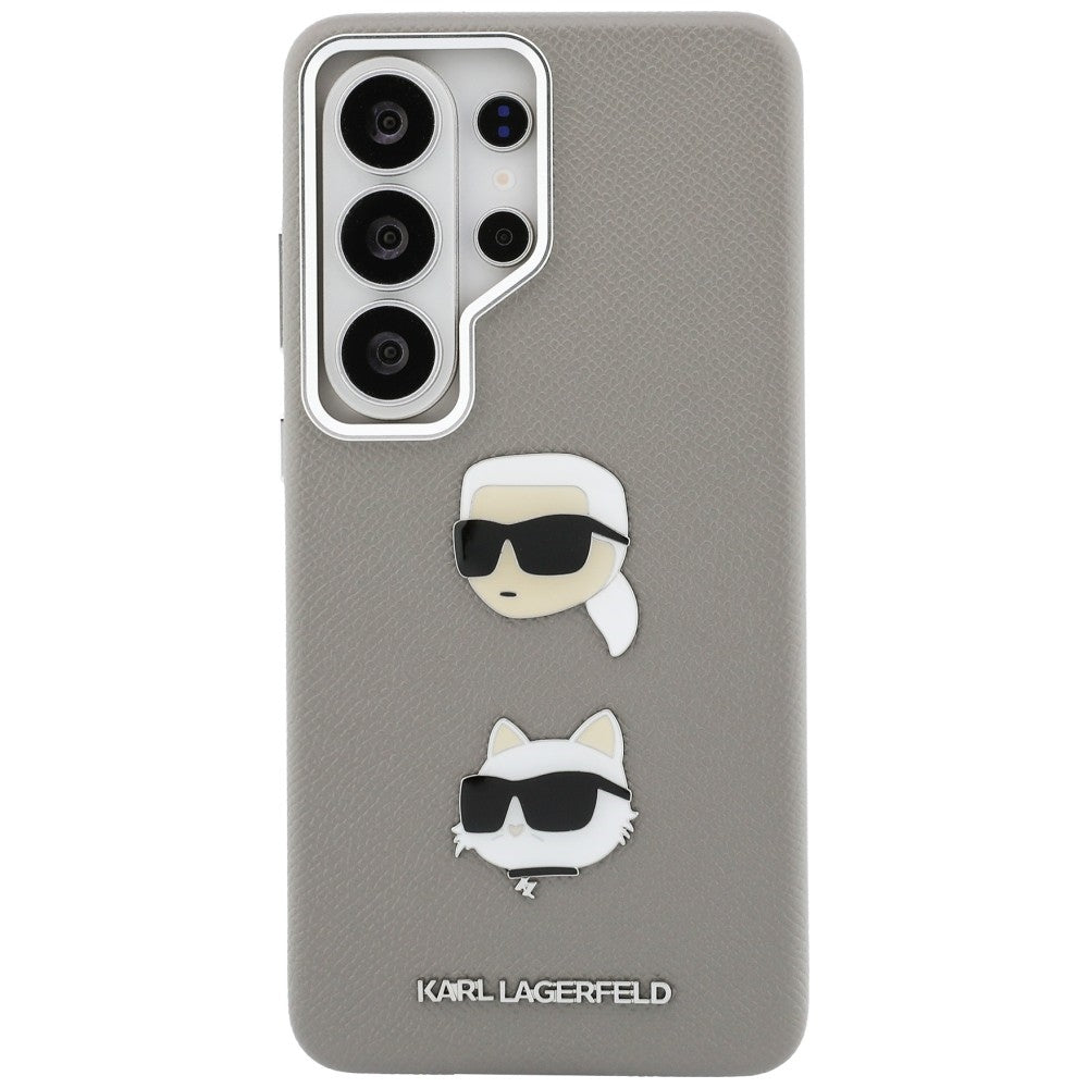 Deksel for Samsung Galaxy S26 Ultra S948, Karl Lagerfeld, Saffiano Karl & Choupette's Head Pin, Grå