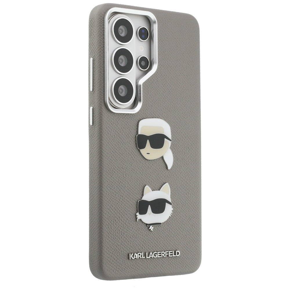 Deksel for Samsung Galaxy S26 Ultra S948, Karl Lagerfeld, Saffiano Karl & Choupette's Head Pin, Grå