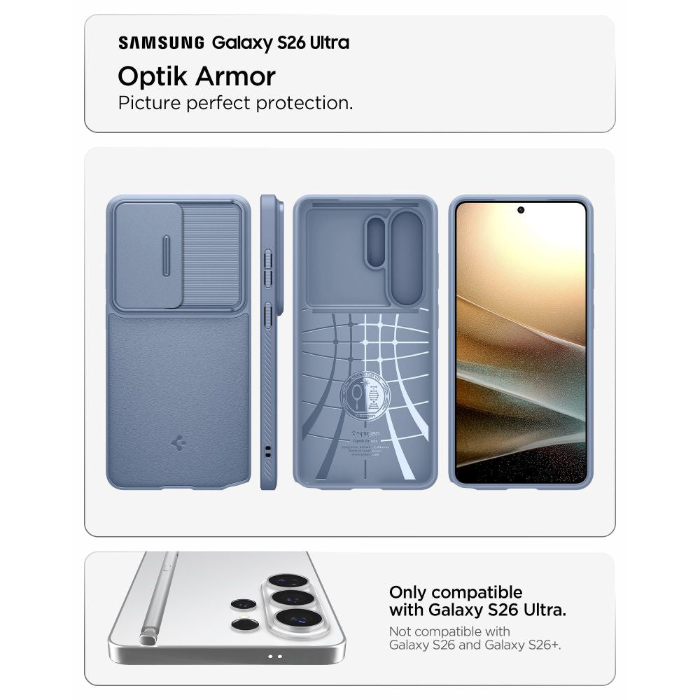 Deksel for Samsung Galaxy S26 Ultra S948, Spigen, Optik Armor, Blå ACS11226
