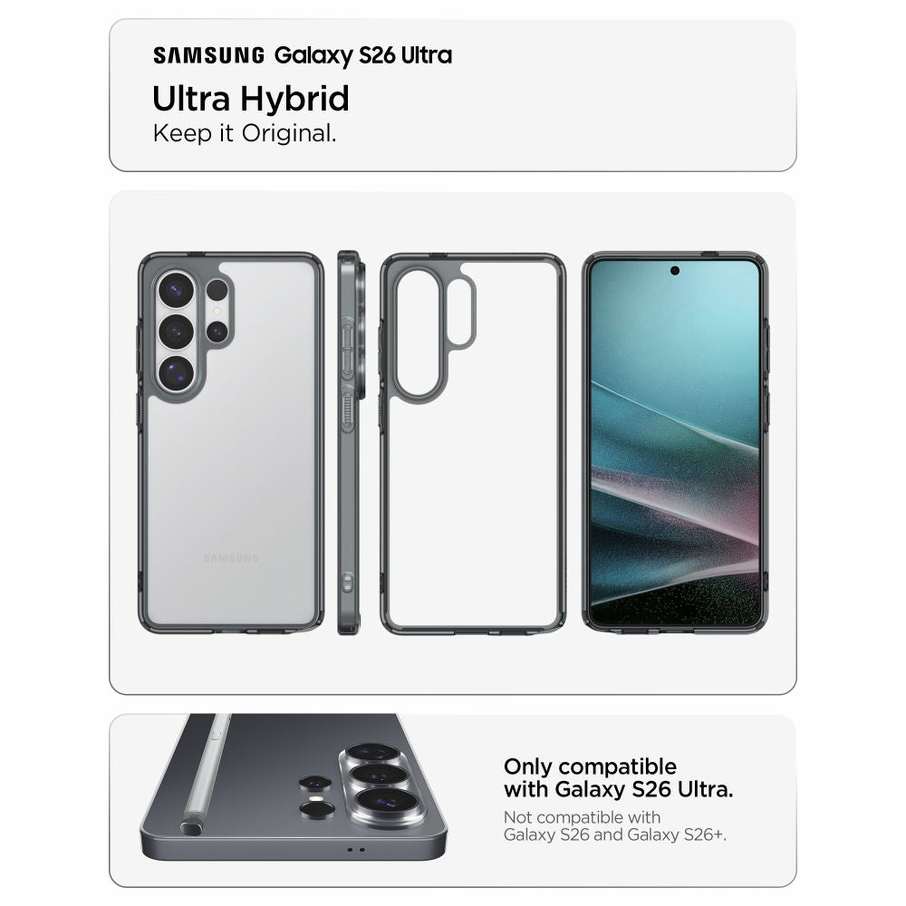 Deksel til Samsung Galaxy S26 Ultra S948, Spigen, Ultra Hybrid, Røykfarget ACS10678