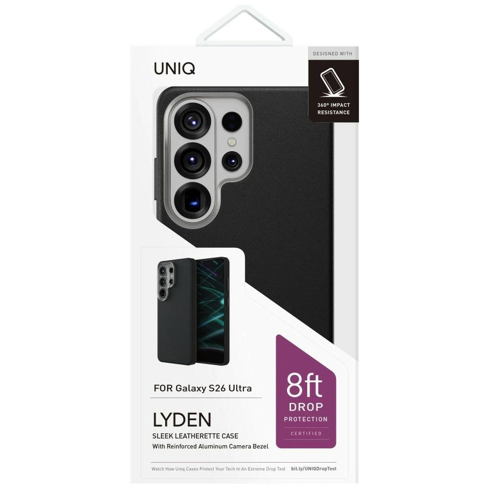 Deksel for Samsung Galaxy S26 Ultra S948, UNIQ, Lyden Leatherette, Svart