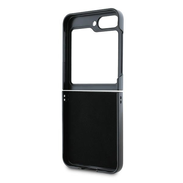 Deksel for Samsung Galaxy Z Flip7 FE F761 / Z Flip6 F741, Karl Lagerfeld, Saffiano Monogram Karl's Head Metal, Svart