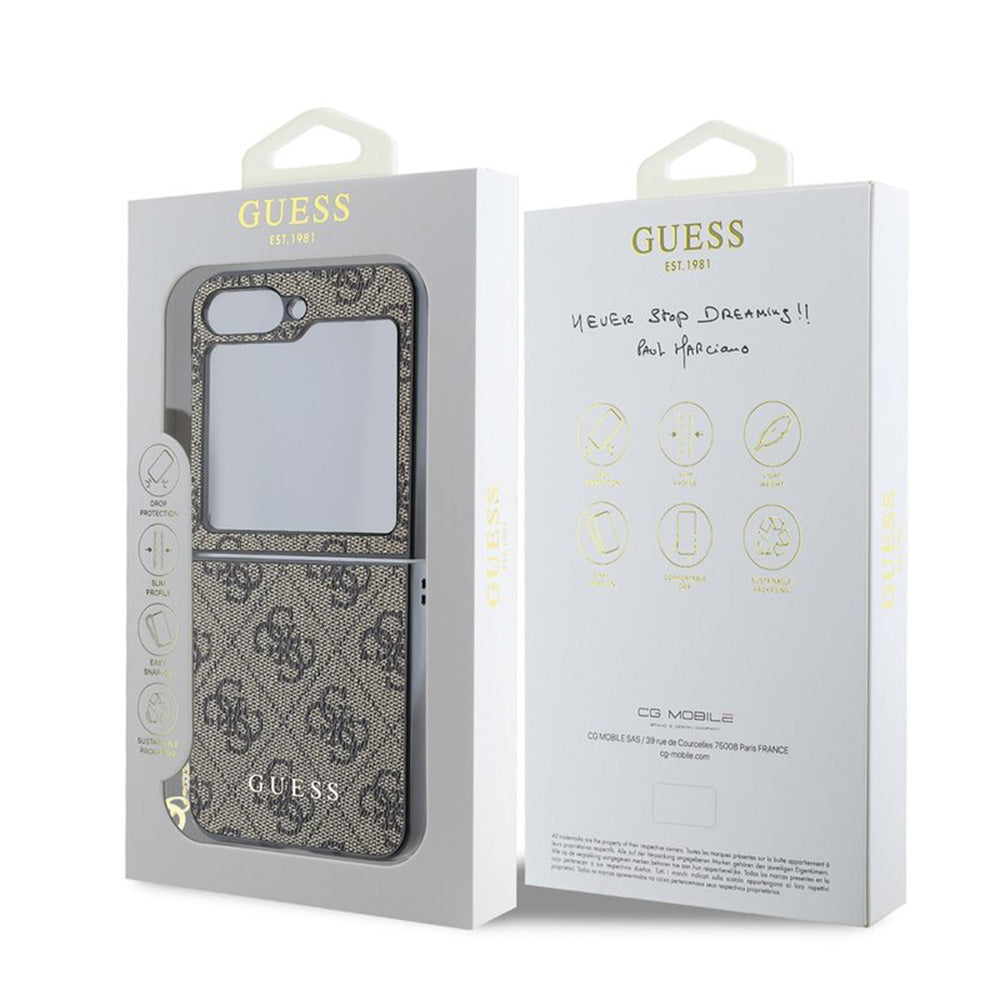 Deksel for Samsung Galaxy Z Flip7 FE F761 / Z Flip6 F741, Guess, 4G Charm, Brun