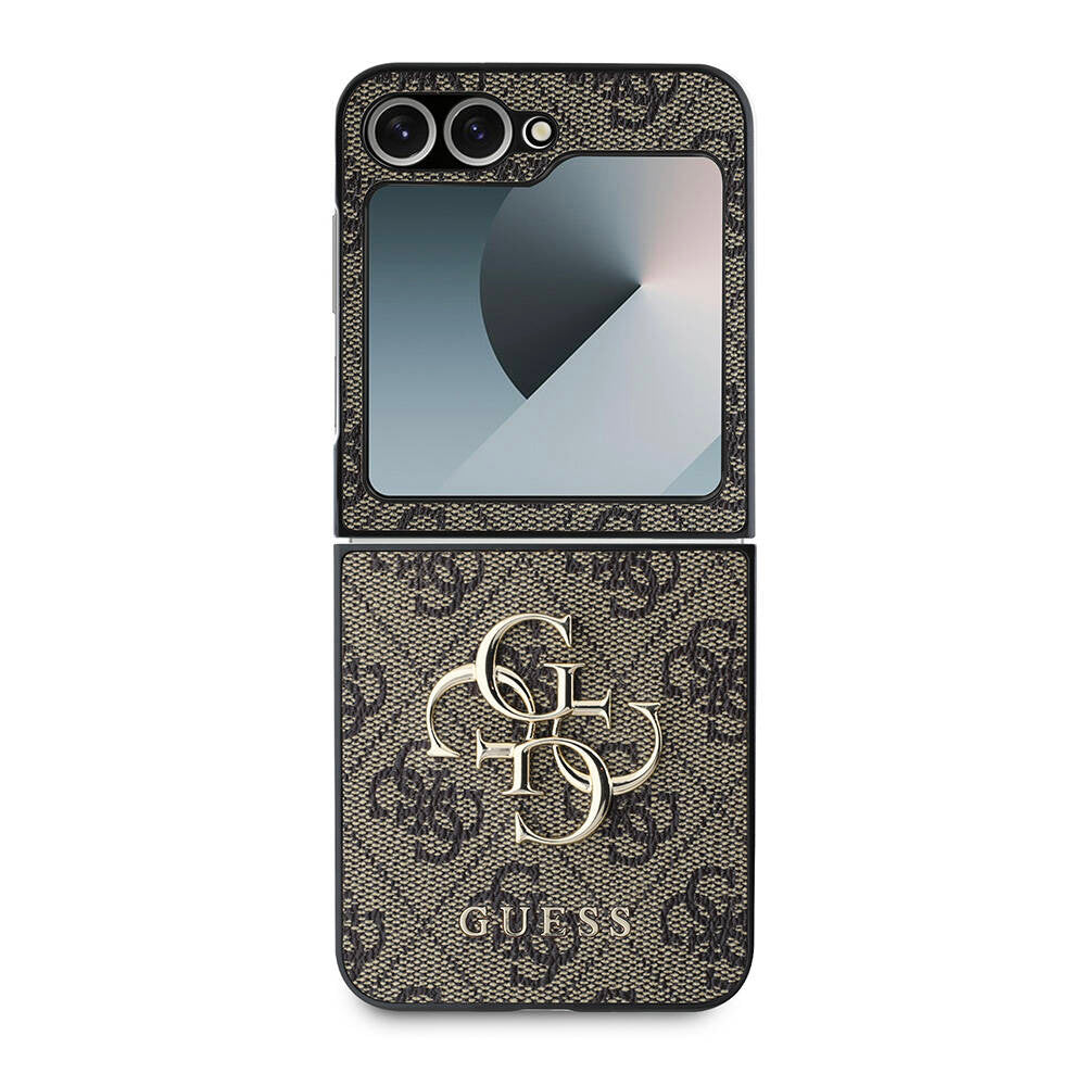 Deksel for Samsung Galaxy Z Flip7 FE F761 / Z Flip6 F741, Guess, 4G Metal Logo, Brun