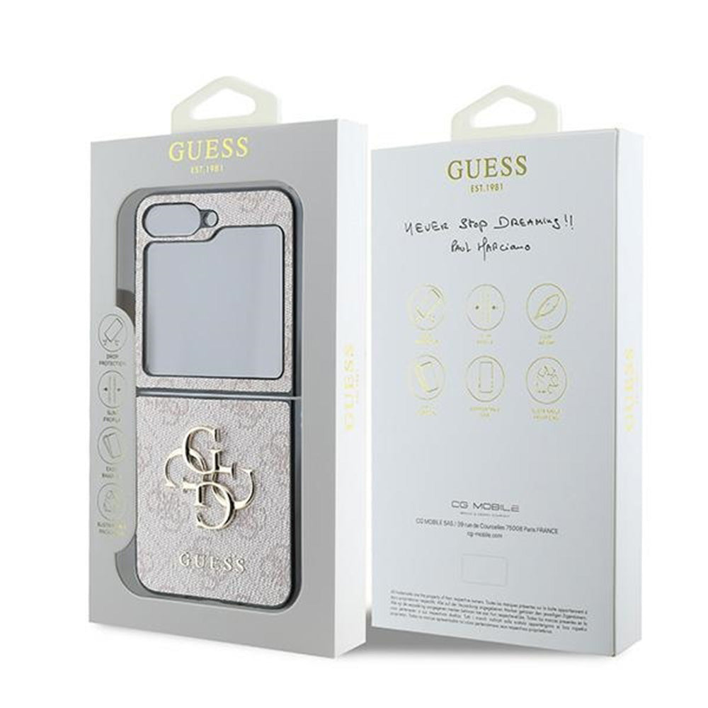 Deksel for Samsung Galaxy Z Flip7 FE F761 / Z Flip6 F741, Guess, 4G Metal Logo, Rosa