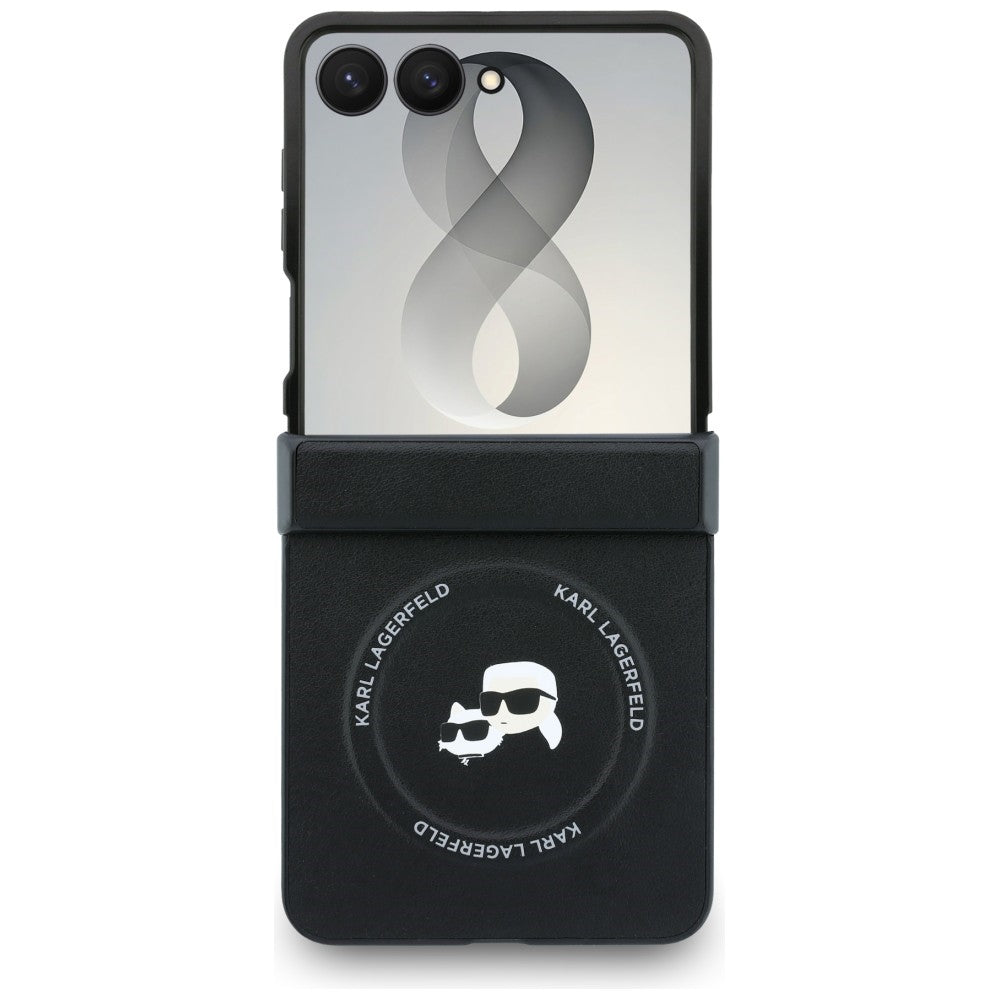 Deksel til Samsung Galaxy Z Flip8 F776, Karl Lagerfeld, Karl & Choupette Hodepin, Svart