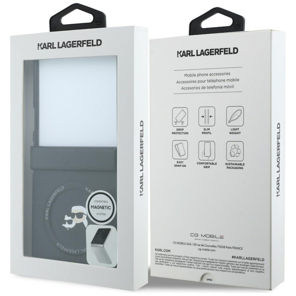 Deksel til Samsung Galaxy Z Flip8 F776, Karl Lagerfeld, Karl & Choupette Hodepin, Svart