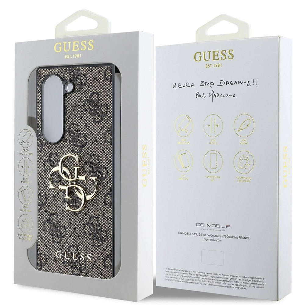 Deksel for Samsung Galaxy Z Fold6 F956, Guess, 4G Metal Logo, Brun