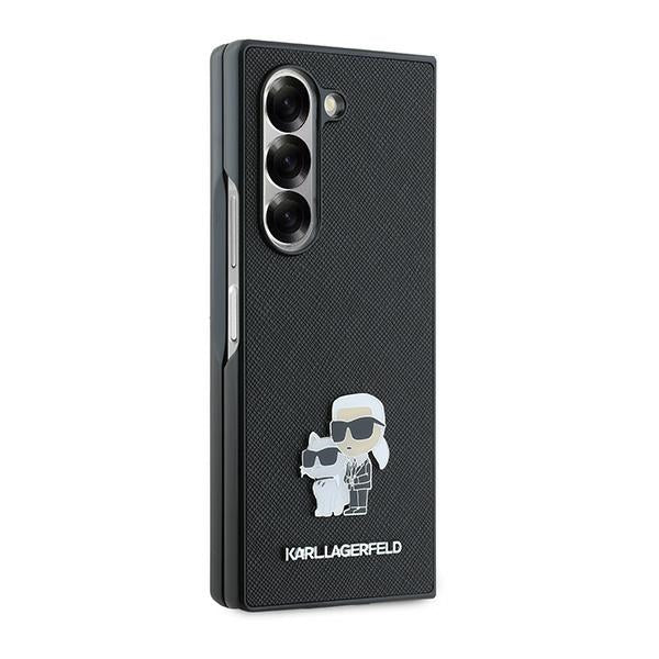 Deksel for Samsung Galaxy Z Fold6 F956, Karl Lagerfeld, Saffiano Karl & Choupette Metal, Svart