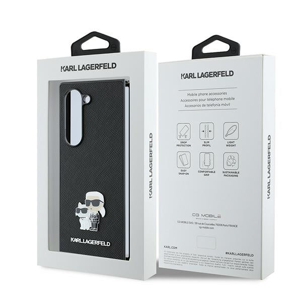 Deksel for Samsung Galaxy Z Fold6 F956, Karl Lagerfeld, Saffiano Karl & Choupette Metal, Svart
