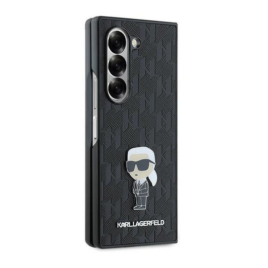 Deksel for Samsung Galaxy Z Fold6 F956, Karl Lagerfeld, Saffiano Monogram Ikonik, Svart
