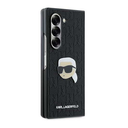 Deksel for Samsung Galaxy Z Fold6 F956, Karl Lagerfeld, Saffiano Monogram Karl's Head Metal, Svart