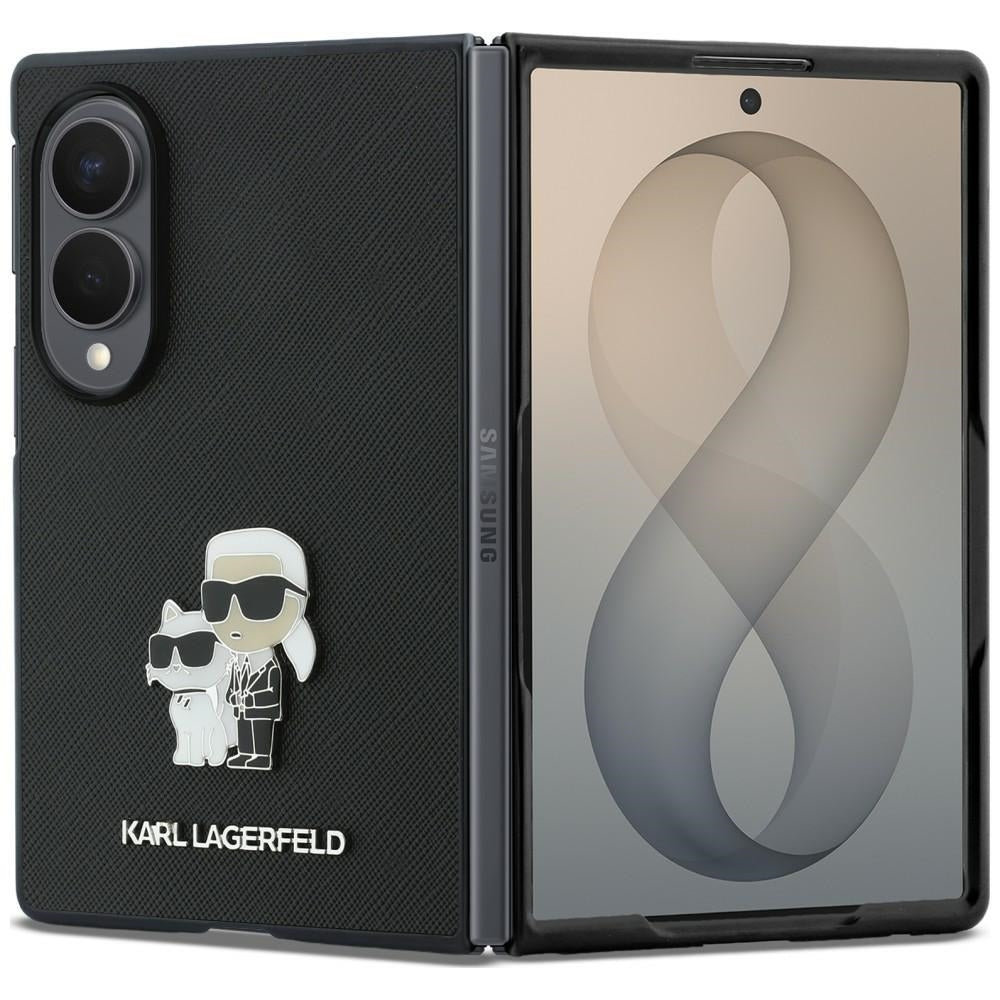 Deksel til Samsung Galaxy Z Fold8 F971, Karl Lagerfeld, Saffiano Karl & Choupette Metallpin, Svart