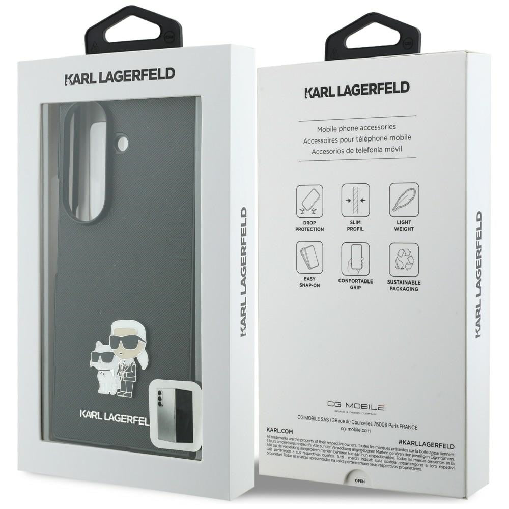 Deksel til Samsung Galaxy Z Fold8 Ultra F976, Karl Lagerfeld, Saffiano Karl & Choupette Metallpin, Svart