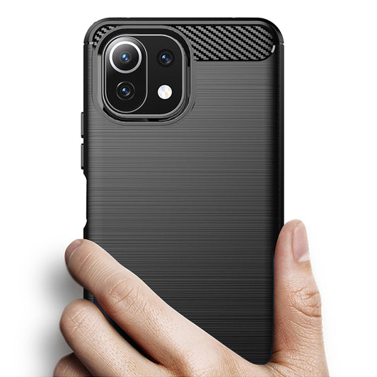 Deksel for Xiaomi 11 Lite 5G NE / Mi 11 Lite 5G / 11 Lite, Techsuit, Karbon, Svart