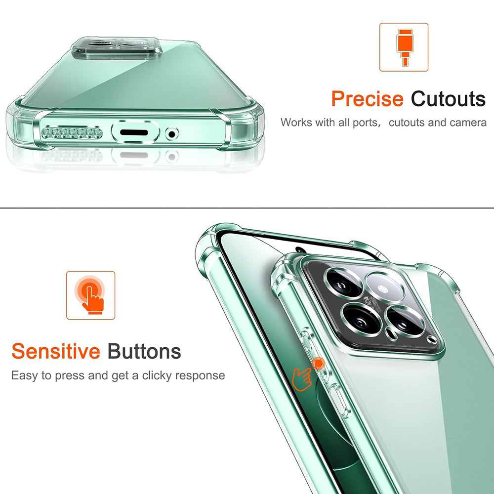 Deksel for Xiaomi 14 Pro, Techsuit, Shockproof Clear, Gjennomsiktig