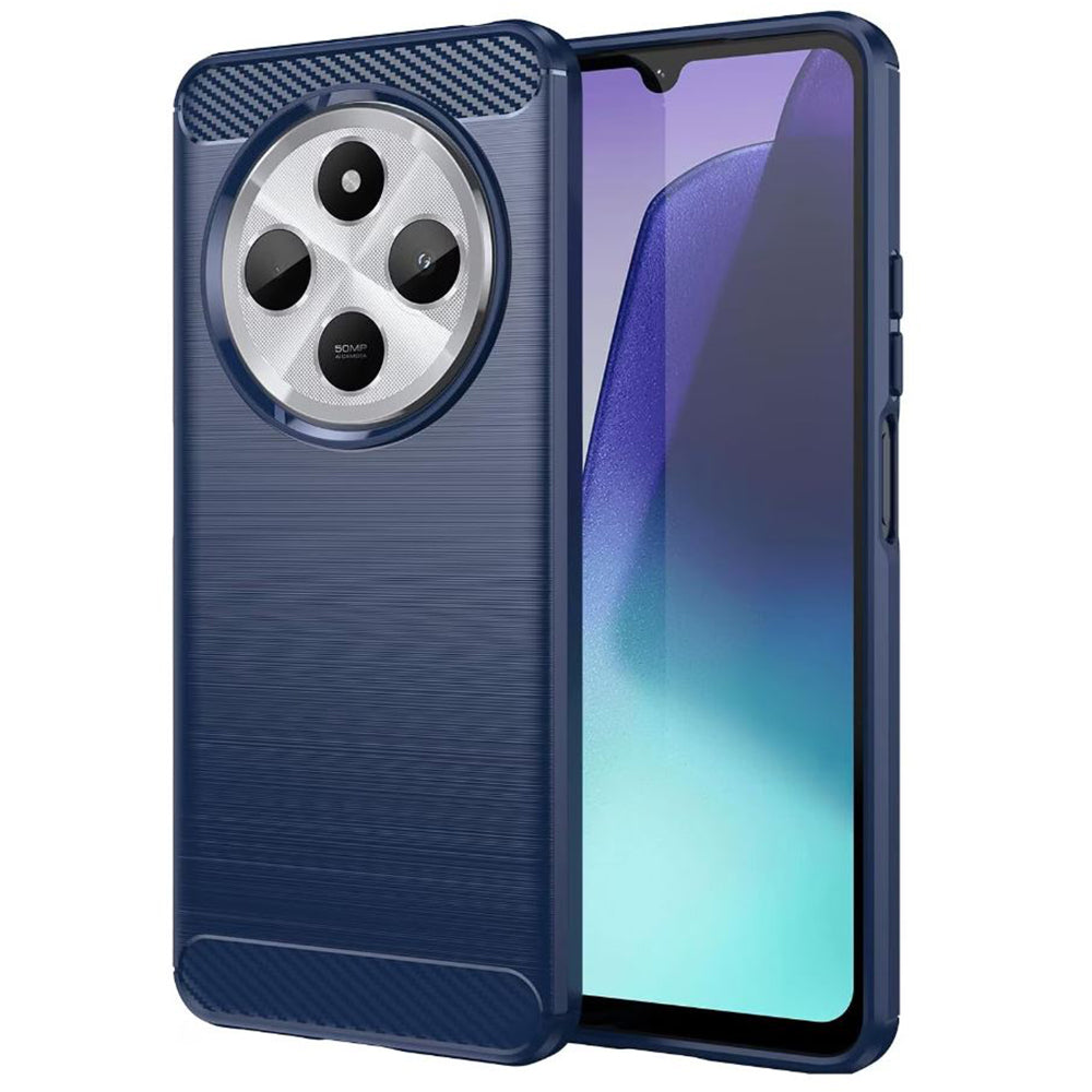 Deksel for Xiaomi Poco C75 / Redmi 14C, Techsuit, Karbon, Blå