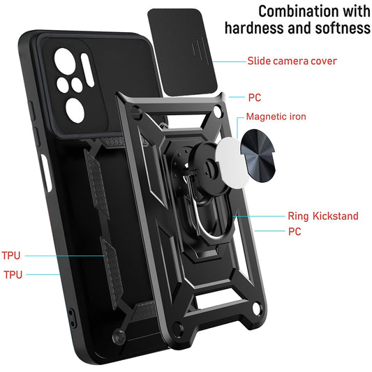 Deksel for Xiaomi Poco M5s / Redmi Note 10S / Note 10, Techsuit, CamShield, Svart