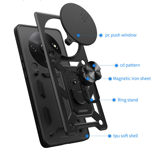 Deksel for Xiaomi Redmi A3x / A3, Techsuit, CamShield, Svart