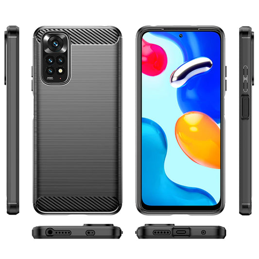 Deksel for Xiaomi Redmi Note 11S / Note 11, Techsuit, Karbon, Svart