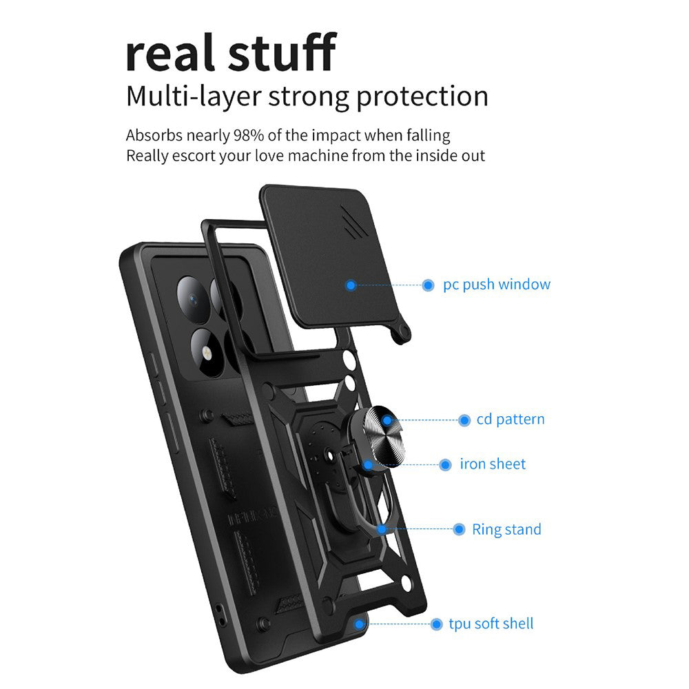 Deksel for Xiaomi Redmi Note 15 Pro 5G, Techsuit, CamShield, Svart