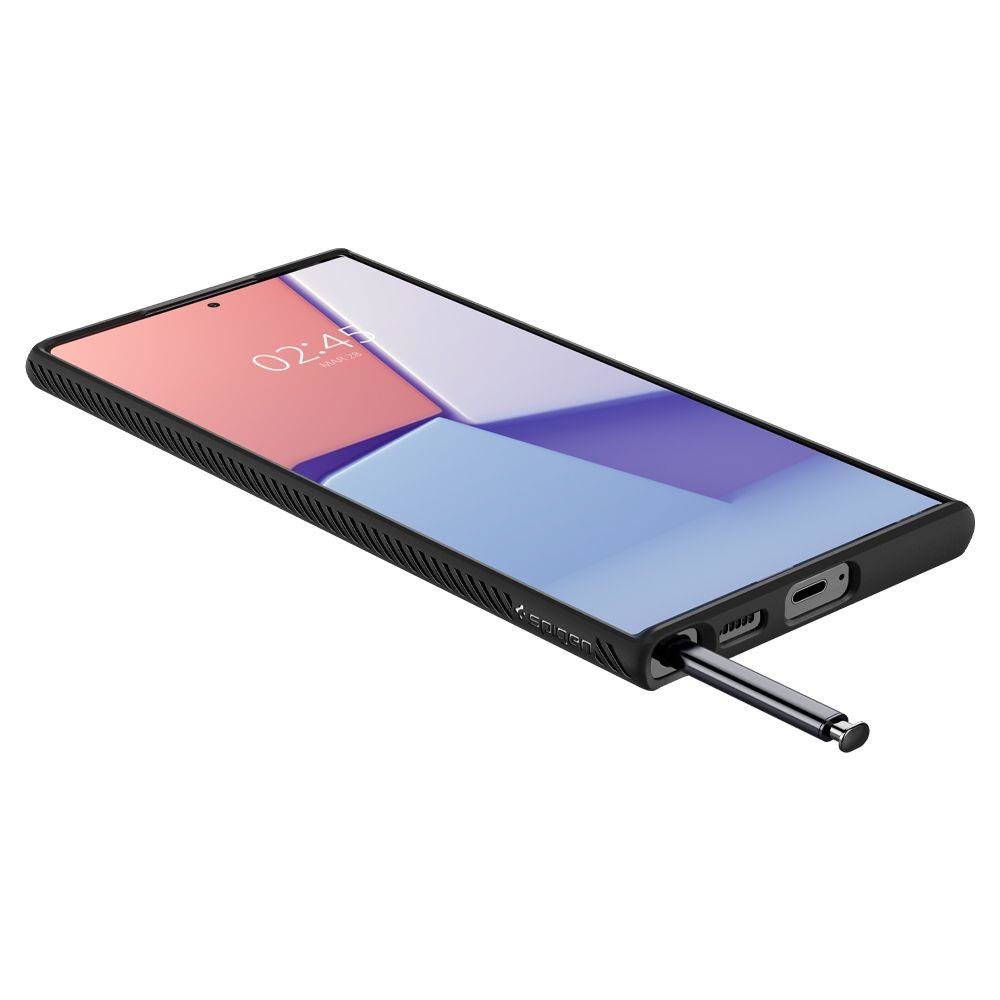 Etui til Samsung Galaxy S22 Ultra 5G S908, Spigen, Liquid Air Matte, svart ACS03915