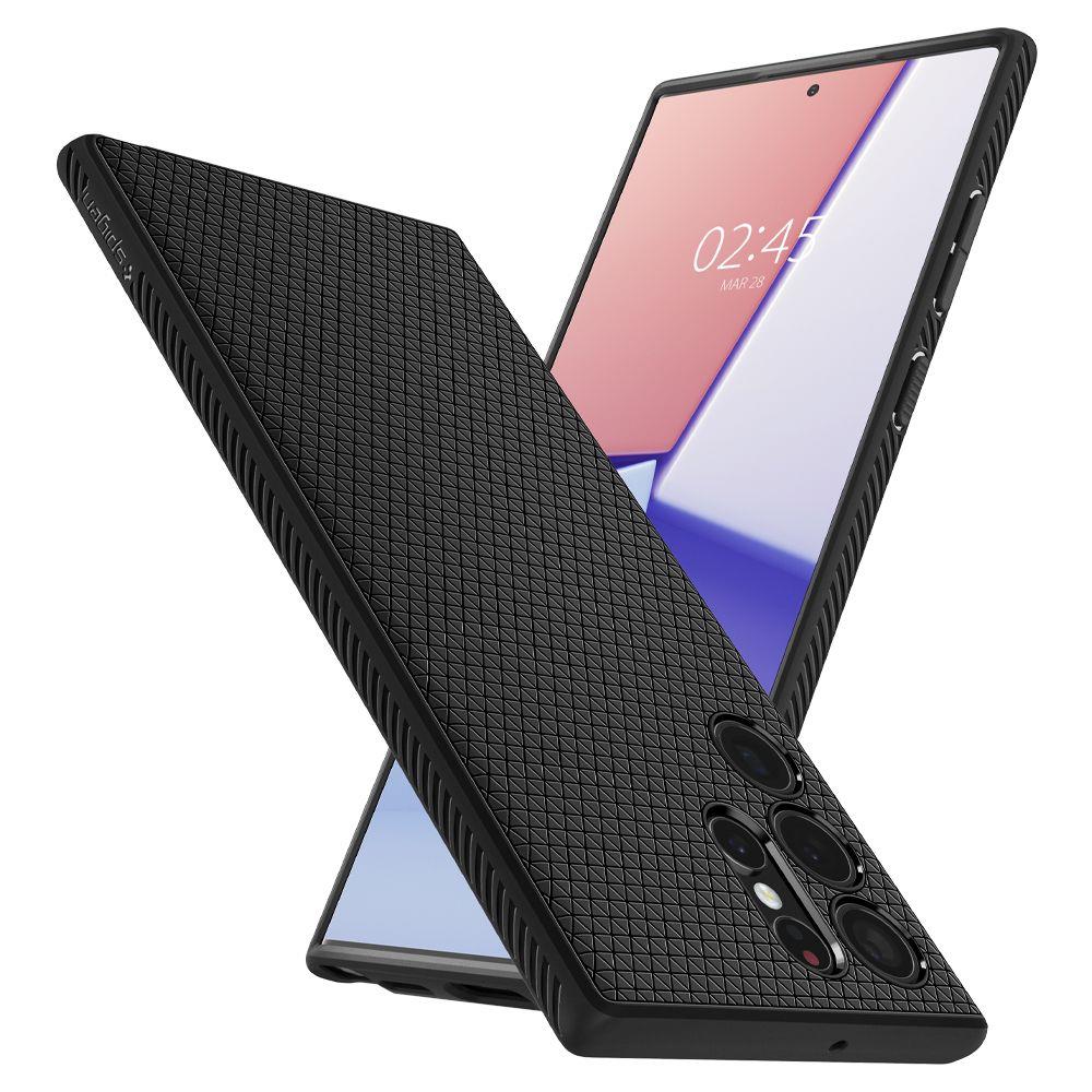Etui til Samsung Galaxy S22 Ultra 5G S908, Spigen, Liquid Air Matte, svart ACS03915