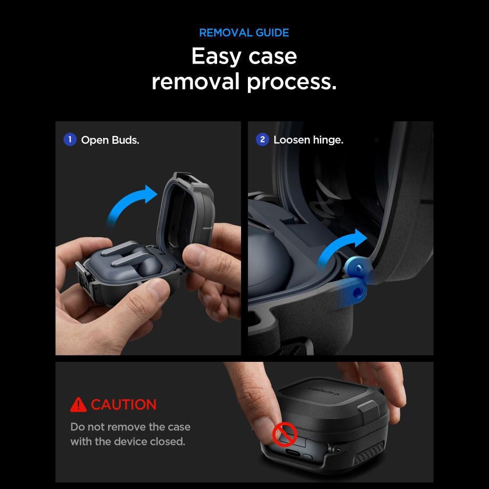 Spigen Lock Fit deksel for Samsung Galaxy Buds4 / Buds4 Pro, Matt Svart ACS11202