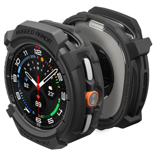 Spigen Rugged Armor deksel for Samsung Galaxy Watch8 Classic, Matt Svart ACS10012