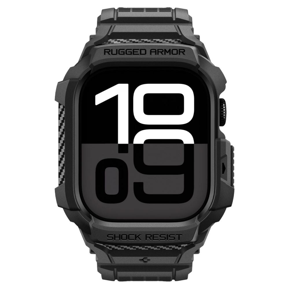 Spigen Rugged Armor Pro V2 deksel for Apple Watch Series 10 / 11 42mm, Matt Svart ACS10494