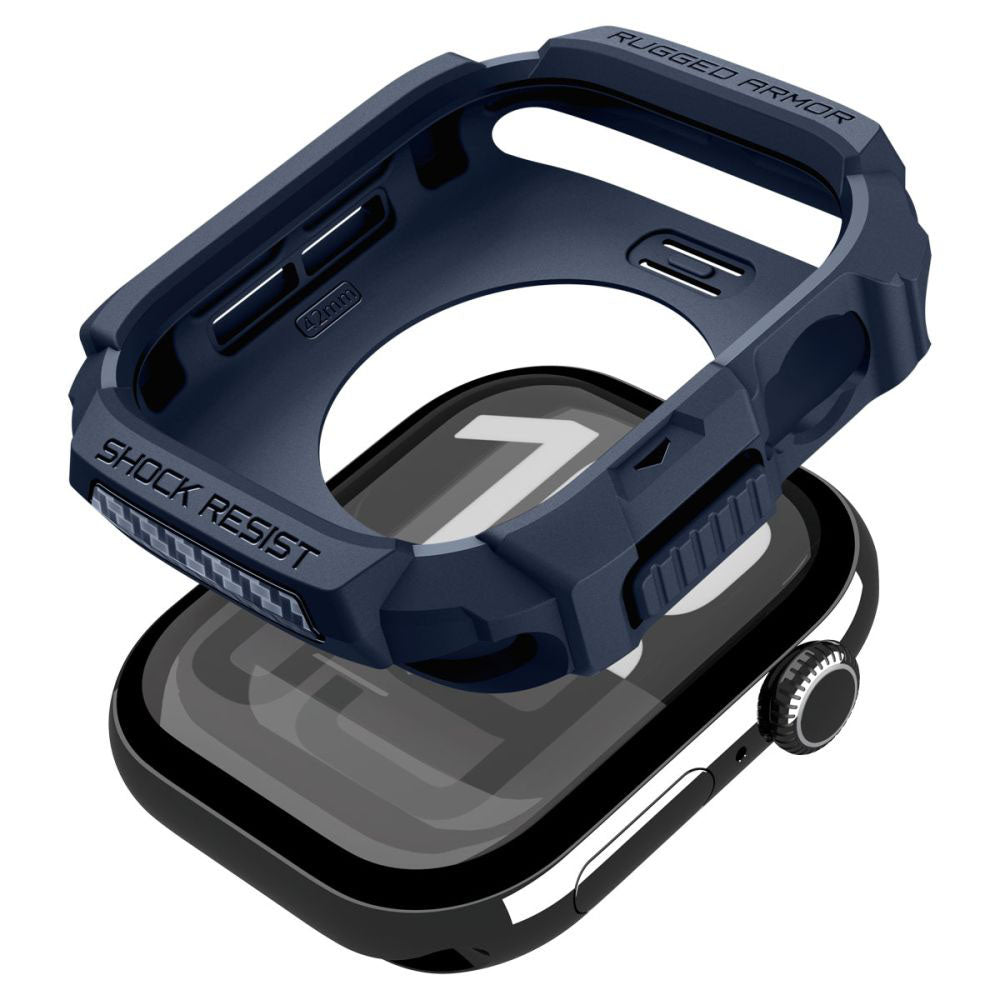 Spigen Rugged Armor V2 deksel for Apple Watch Series 10 / 11 42mm, Marineblå