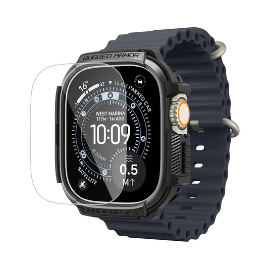 Spigen Rugged Armor deksel med skjermbeskytter for Apple Watch Ultra Series, svart ACS11414