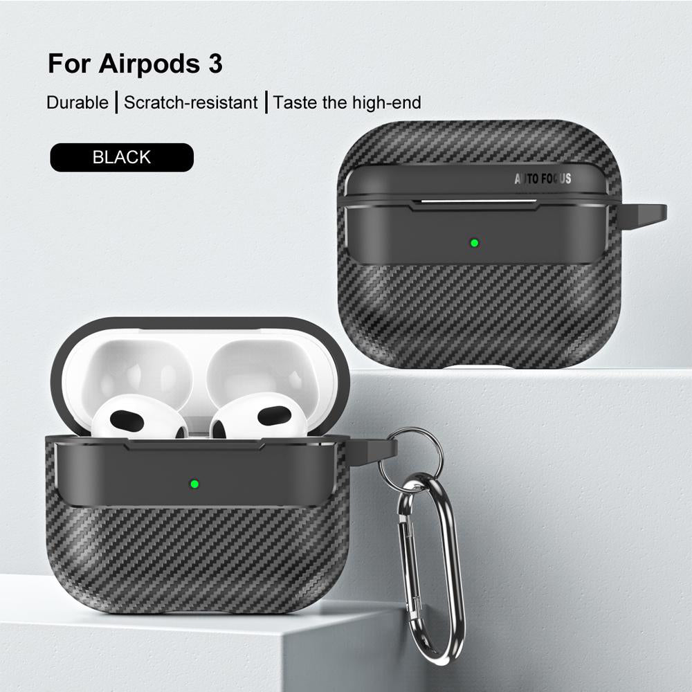 Techsuit CarbonFiber-etui for Apple AirPods 3, svart
