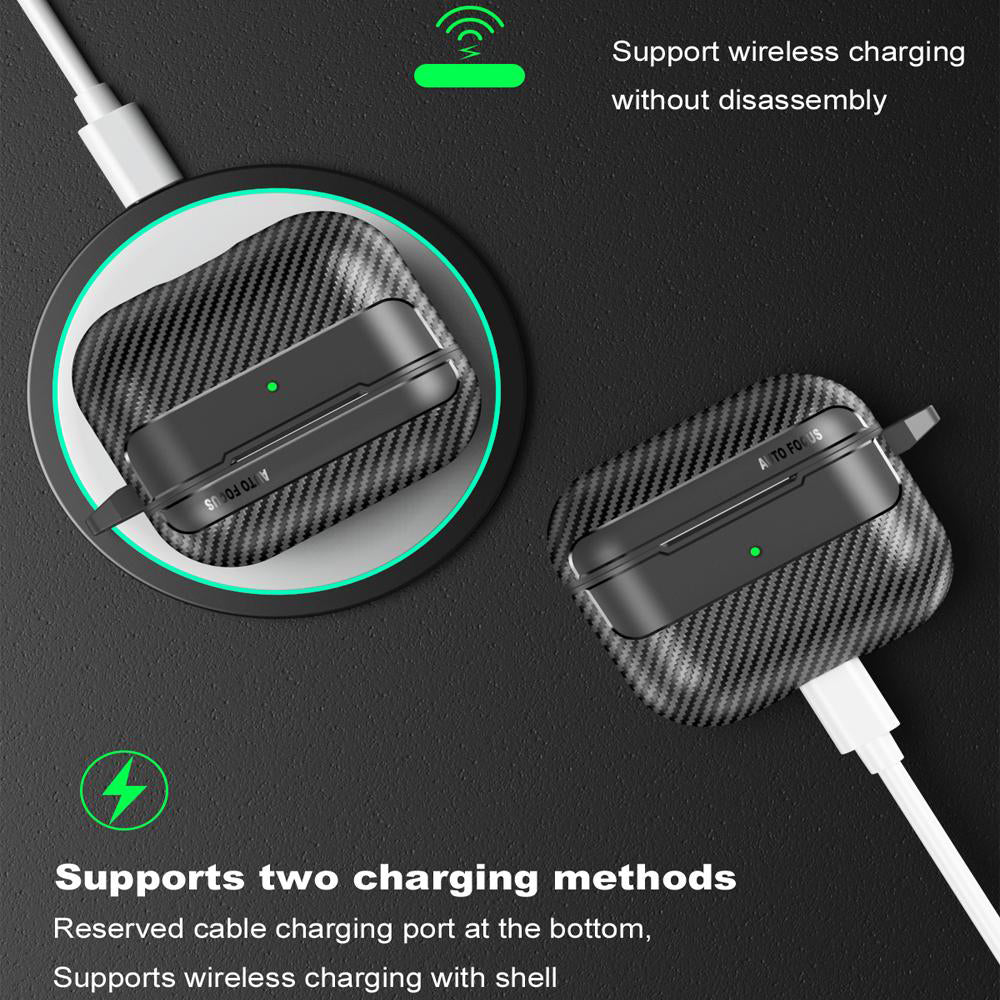 Techsuit CarbonFiber-etui for Apple AirPods 3, svart