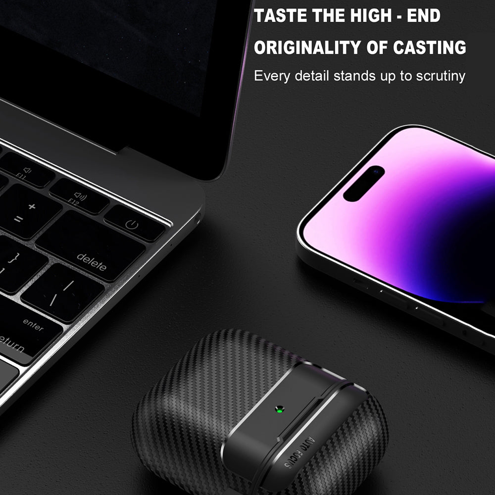 Techsuit CarbonFiber-etui for Apple AirPods Gen 2 / Gen 1, svart
