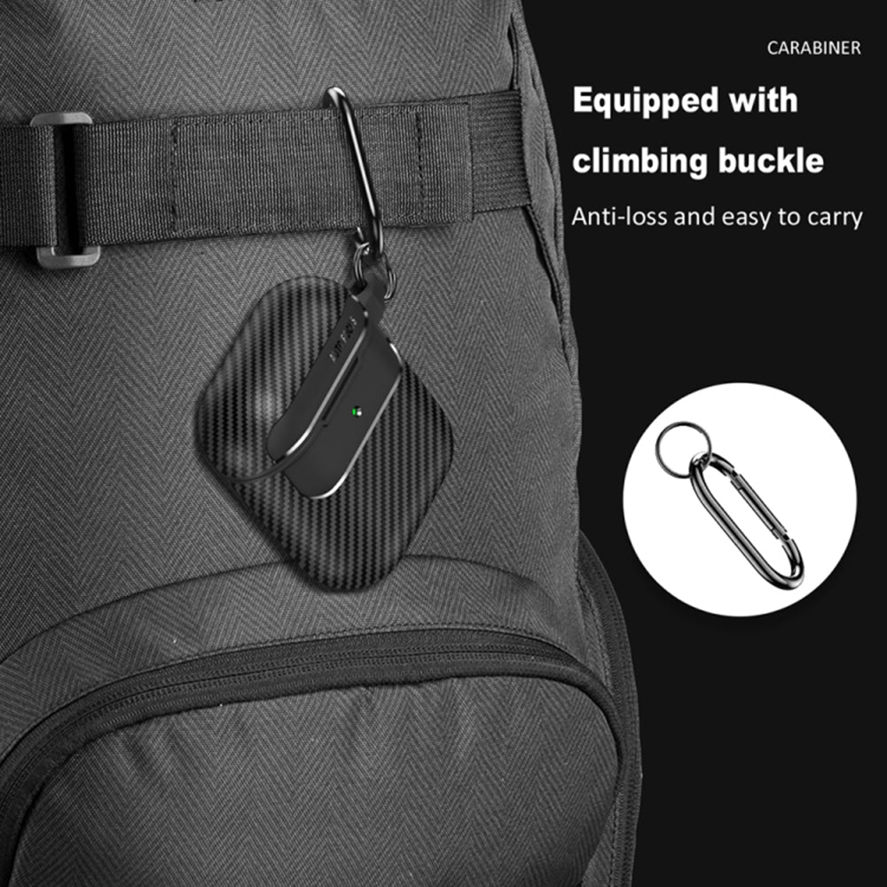 Techsuit CarbonFiber-etui for Apple AirPods Gen 2 / Gen 1, svart