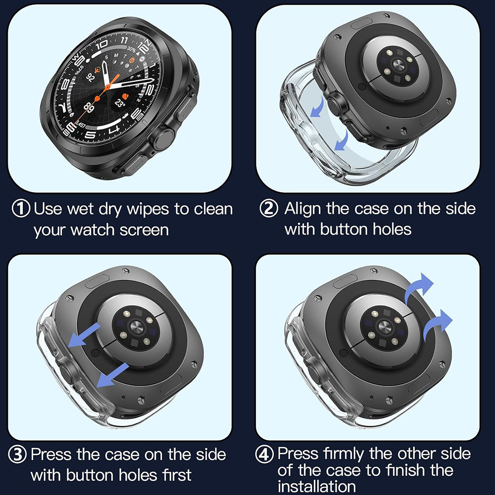 Techsuit Defense360 Pro deksel for Samsung Galaxy Watch Ultra, gjennomsiktig