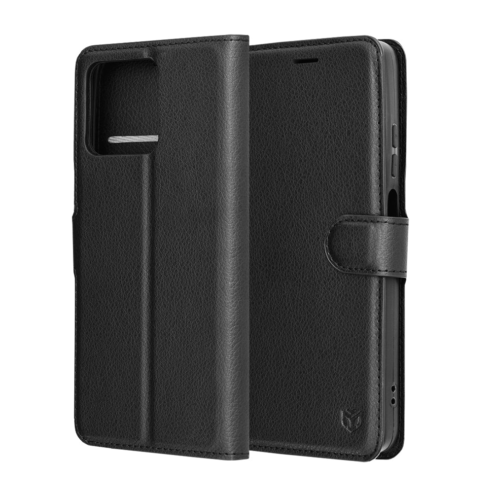 Deksel for Motorola Moto G56, Techsuit, Leather Folio, Svart