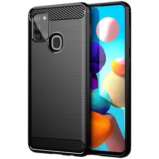 Etui til Samsung Galaxy A21s A217, Forcell, karbon, svart