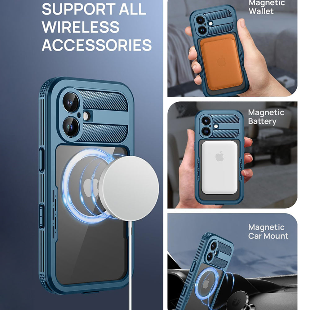 Vanntett deksel for Apple iPhone 16, ShellBox, karbon, svart
