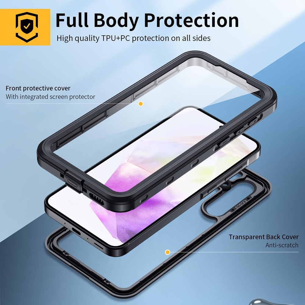 Vanntett deksel for Samsung Galaxy A35 5G A356, ShellBox, svart