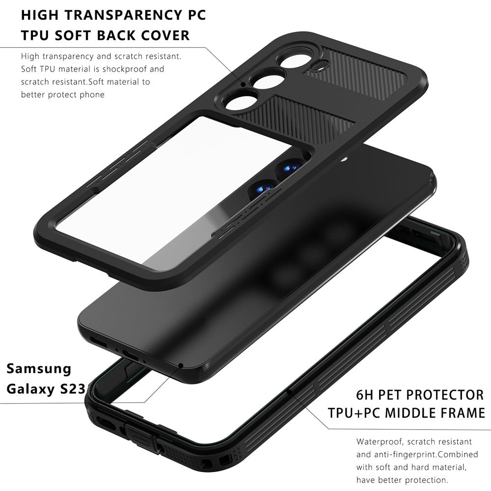 Vanntett deksel for Samsung Galaxy S26 S942, ShellBox, svart