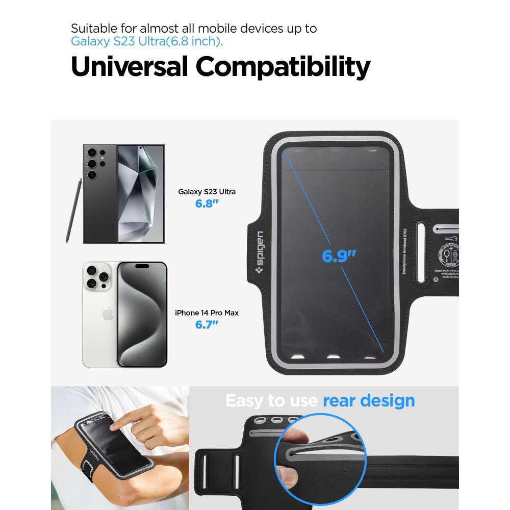 Vanntett universaltui for telefon maks. 6,9 tommer, Spigen, Dynamic Shield, svart AMP07187