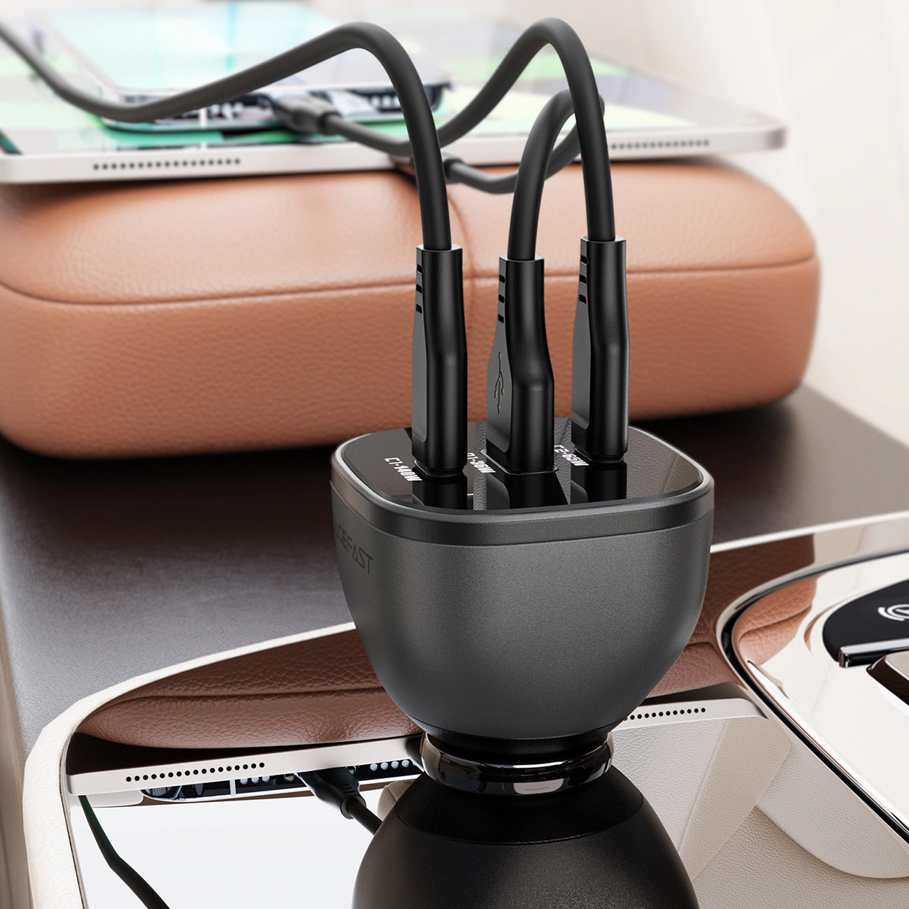 Bilader Acefast B14, 165W, 5A, 1 x USB-A - 2 x USB-C, Svart