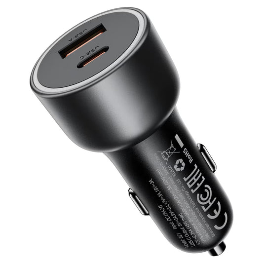 Acefast B21 billader, 75W, 3A, 1 x USB-A - 1 x USB-C, grå