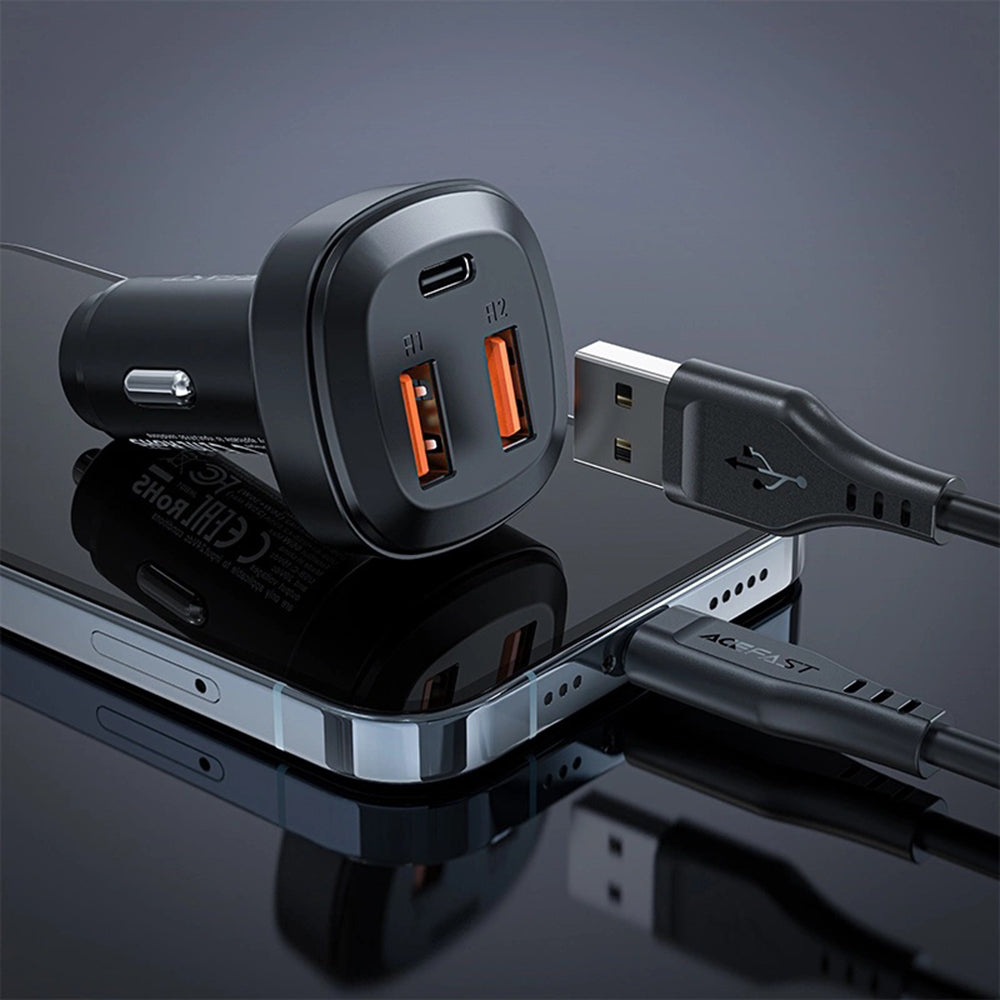 Acefast B9 billader, 66W, 5A, 2 x USB-A - 1 x USB-C, Svart