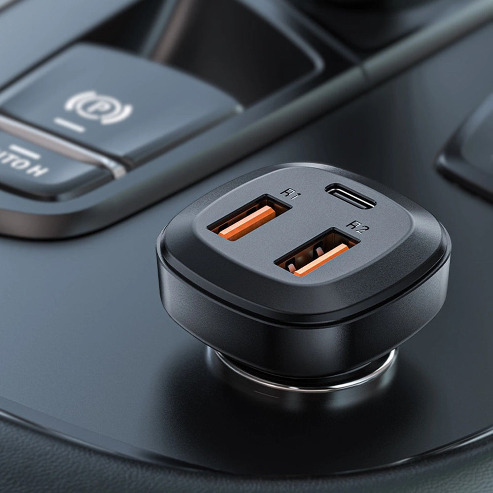 Acefast B9 billader, 66W, 5A, 2 x USB-A - 1 x USB-C, Svart