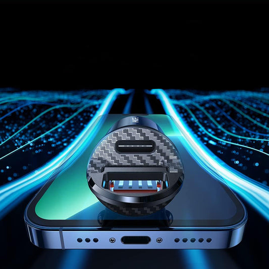 Ainope billader, 30W, 5A, 1 x USB-A - 1 x USB-C, Svart