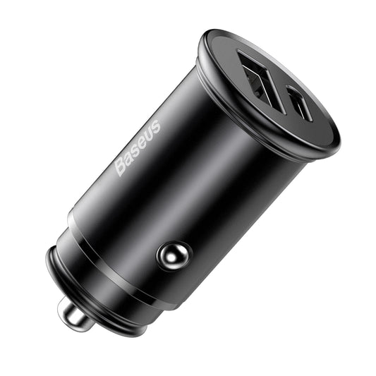 Baseus Circular Metal billader, 30W, 5A, 1 x USB-A - 1 x USB-C, Svart