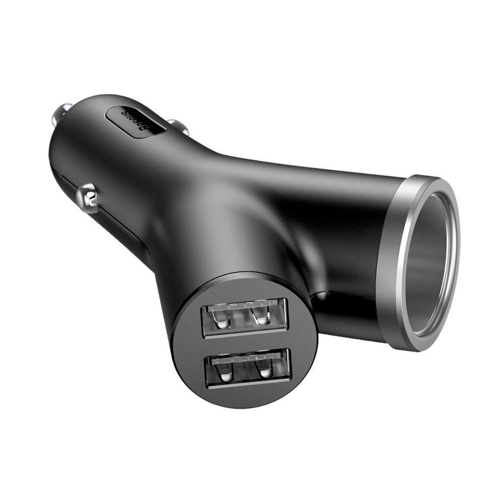 Baseus Y-type billader, 40W, 3,4A, 1 x sigarettennerutvidelse - 2 x USB-A, svart CCALL-YX01